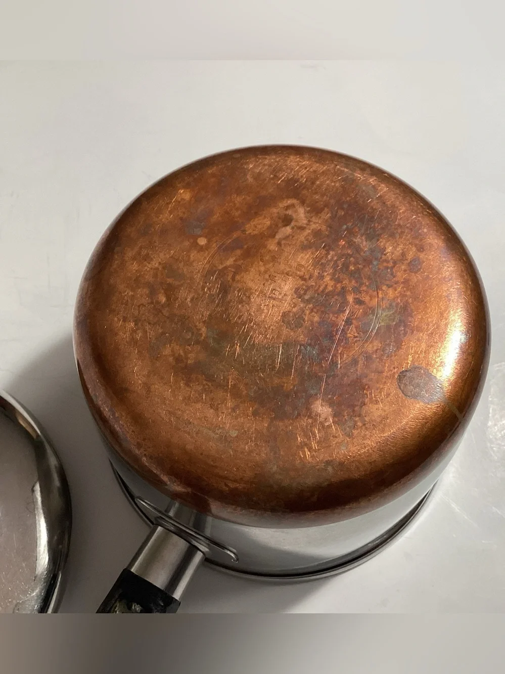 Vtg 50s Maid of Honor 1 Qt Sauce Pot & Lid Copper Bottom